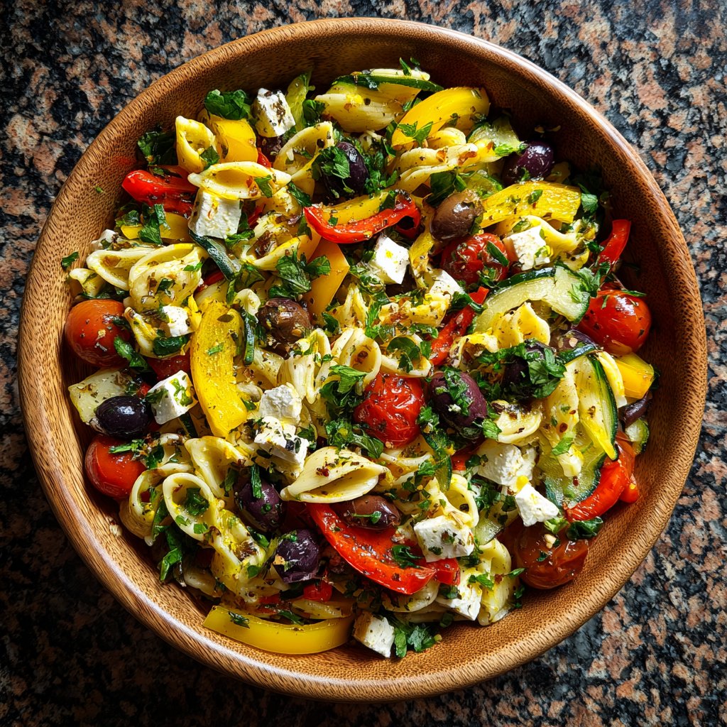 Mediterraner Nudelsalat Mit Feta Und Oliven