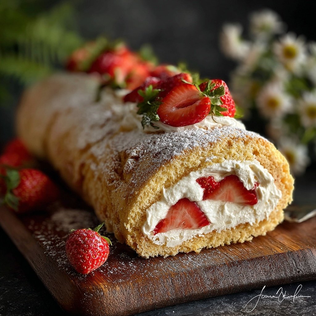 Erdbeer Biskuitrolle