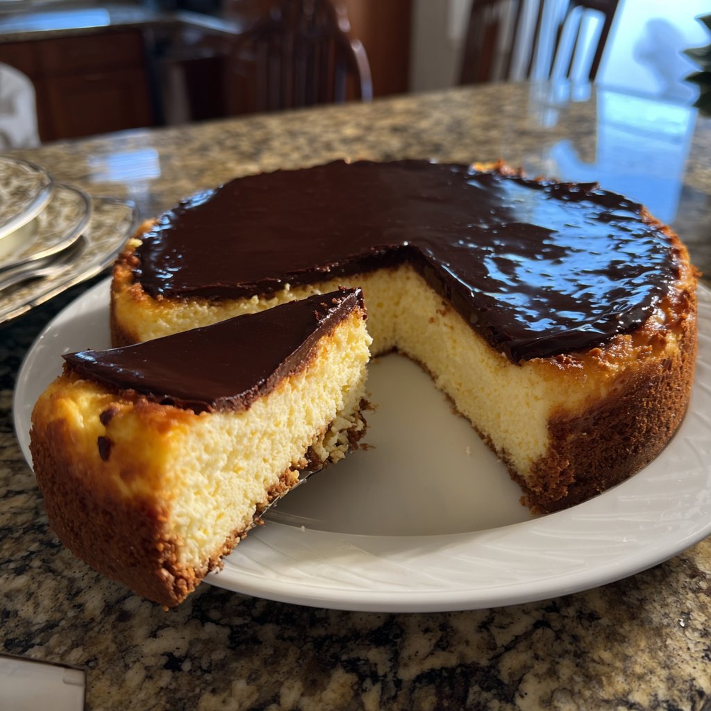 Käsekuchen mit Schokoboden