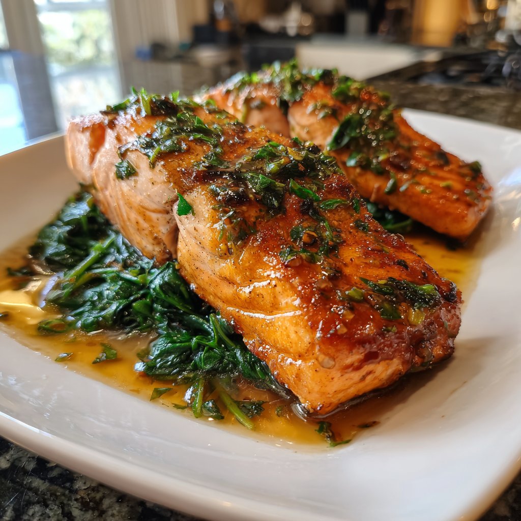 Lachs auf Spinatbett