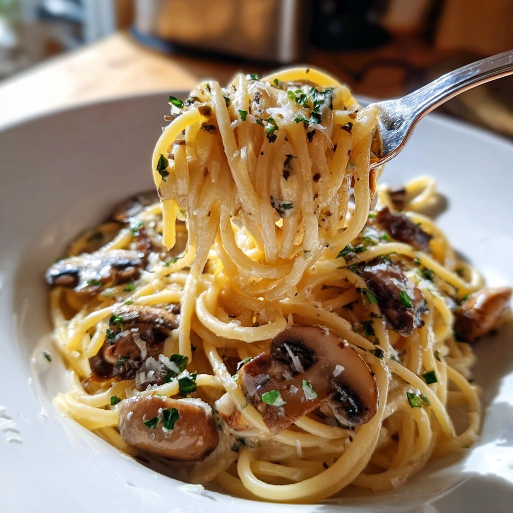 Spaghetti mit cremiger Pilzsauce